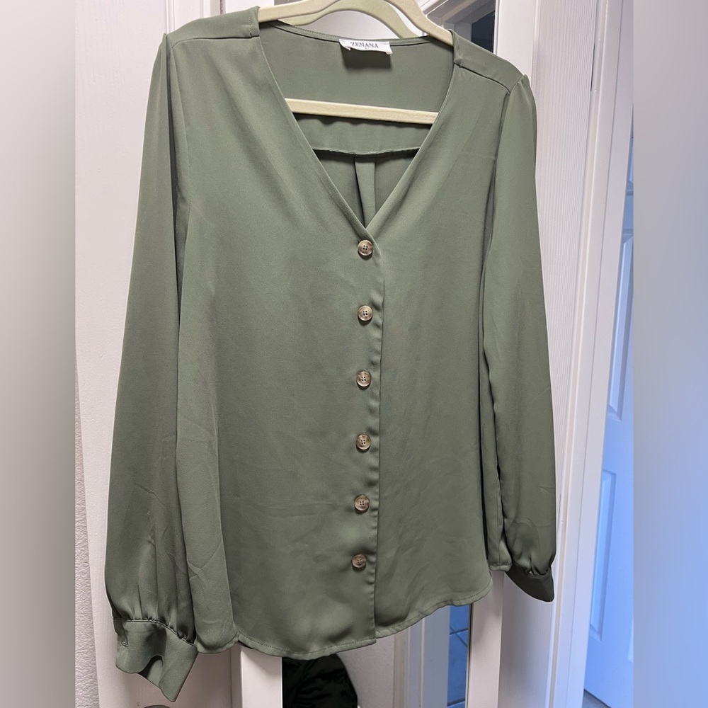 Sage Green Button Up Blouse